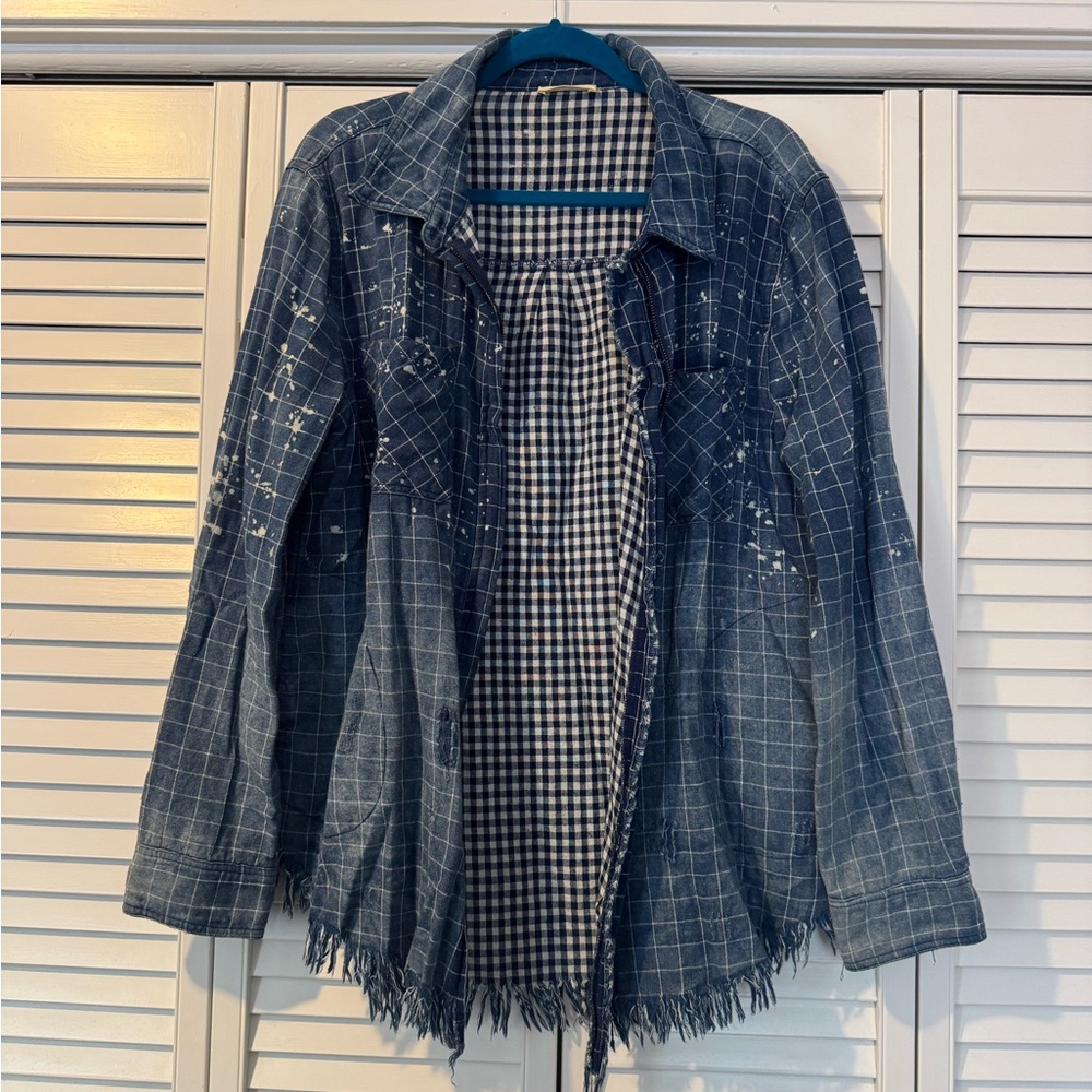 Hummingbird Blue Jean Jacket Distressed Vintage Style